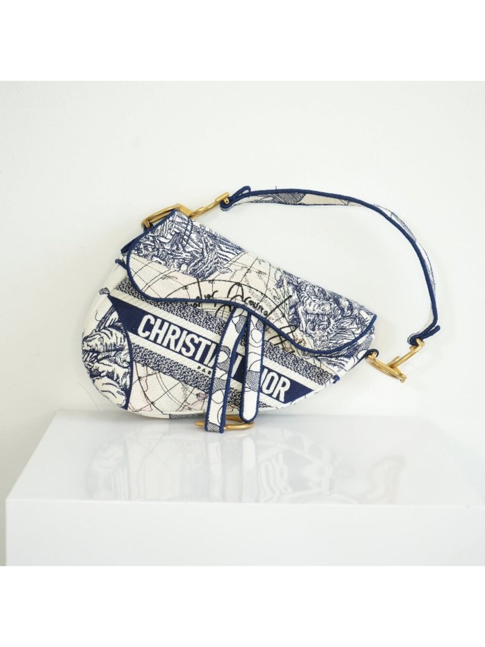 Christian Dior White Saddle Bag "Around the World"
